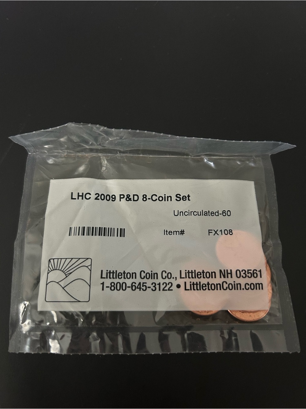 8 Coin Set Pennies Philadelphia & Denver 2009 Uncirculated Littleton Coin Co.